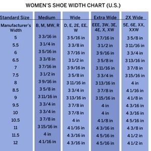 Womens Shoe Width Chart